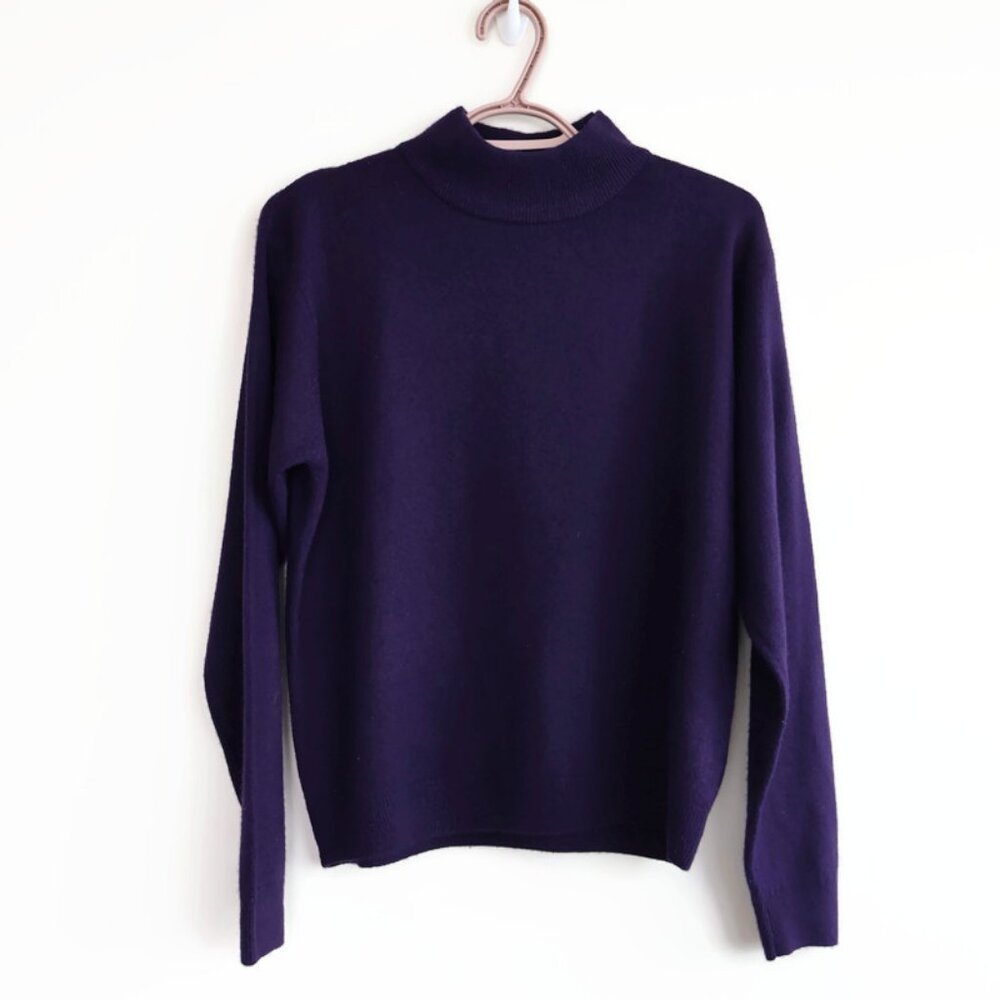 Deep Purple Mock Neck  Sweater -  Size M -  Easy Care Acrylic